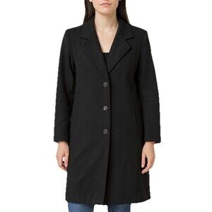 Forrani Wool Long Coat Women Size 8 Black Button Front Made in USA Vintage